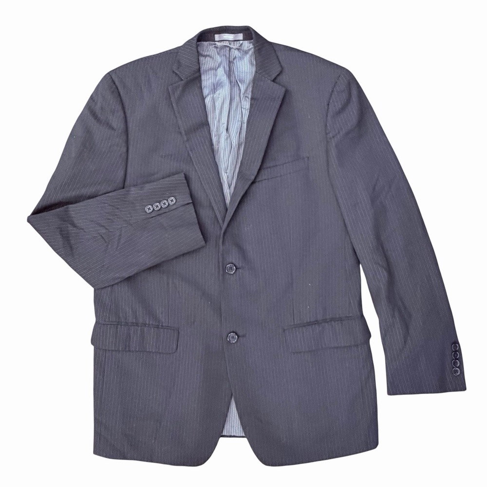 Joseph Abboud Men's Blazer Jacket 40R Black Pinstriped Sport Coat Casual Preppy